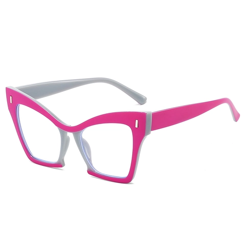 Oversized Cat Eye Glasses Frame PC Anti Blue Light Rivets Fashion Contrast Color Clear Lens For Women