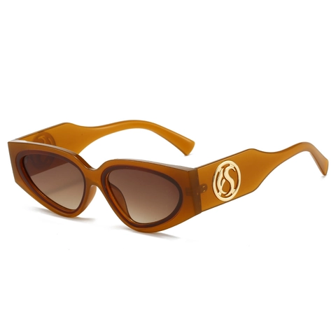 Cat Eye Sunglasses PC Small Square Frame Wide Temple UV400 Protection Retro INS Style Trendy Unisex Eyewear