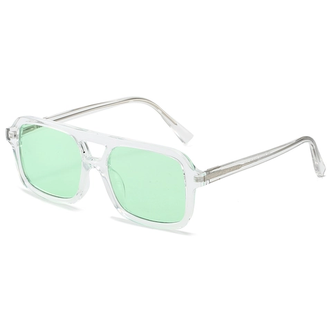 Retro Square Sunglasses For Men And Women UV400 Protection Double Bridge Lightweight Plastic Frame Fashion Eyewear