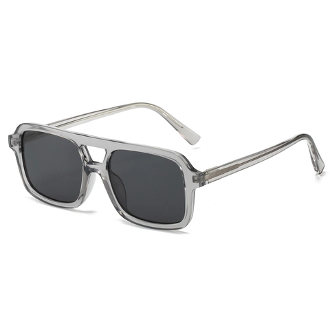 Retro Square Sunglasses For Men And Women UV400 Protection Double Bridge Lightweight Plastic Frame Fashion Eyewear