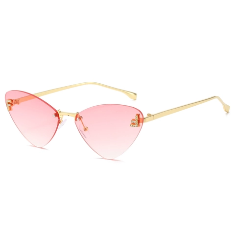 Occhiali Da Sole Senza Montura Occhio Di Gatto Triangolo Moda Montatura In Metallo Decorazione Lettera Strass Donna