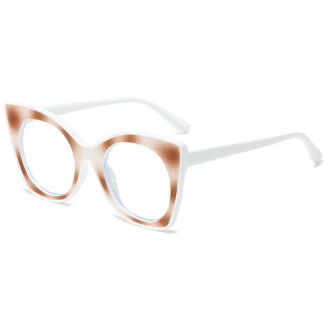 Damen Katzenaugen Brille Rahmen Blaulichtfilter PC Material Übergroße Retro Mode Brillen