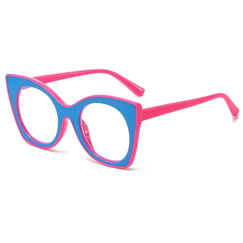 Damen Katzenaugen Brille Rahmen Blaulichtfilter PC Material Übergroße Retro Mode Brillen
