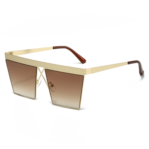 Fashion Oversized Square Sunglasses Metal Frame PC Lens UV400 Protection Flat Top Punk Luxury Style Unisex Travel Party