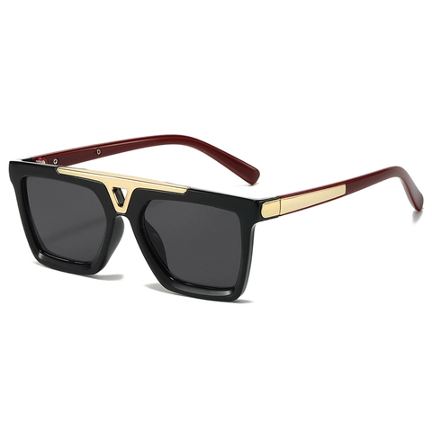 Large Square Sunglasses PC Metal Flat Top V-Shaped Bridge Gradient Lens Retro Hip Hop Eyewear For Men Women