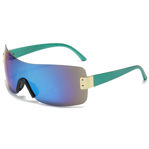 Lunettes De Soleil Shield Oversized Y2K Rétro Sans Monture UV400 Verres PC Cadre Métal Punk Cyclisme Pour Hommes Femmes