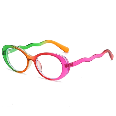 Occhiali Ovali Anti Luce Blu Montatura PC Stanghette Ondulate Retro Moda Decorativi Unisex