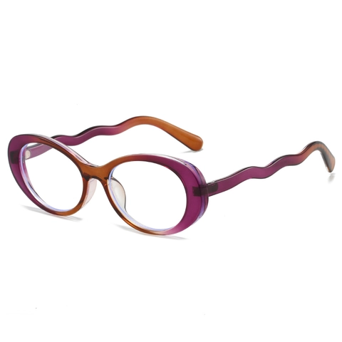 Occhiali Ovali Anti Luce Blu Montatura PC Stanghette Ondulate Retro Moda Decorativi Unisex