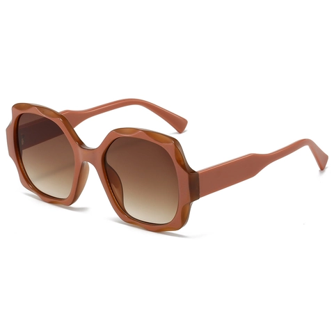 Oversized Square Sunglasses With Wave Edge PC Frame UV400 Protection Fashionable Gradient Lens Eyewear