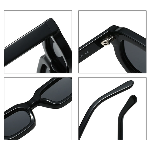 Lunettes De Soleil Rectangulaires Femmes Hommes Rétro Vintage Monture épaisse En Acétate Polarisées UV400