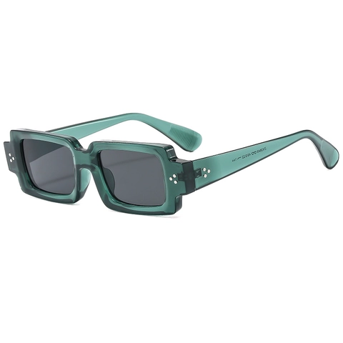 Retro Rectangular Sunglasses Vintage Fashion Chunky PC Frame UV400 Protective Rivet Design Eyewear For Men And Women