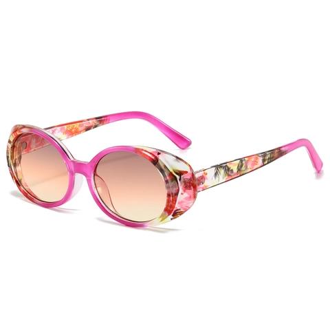 Occhiali Da Sole Ovali Montatura PC Protezione UV400 Stile Vintage Retrò Stampa Floreale Leopardo Accessorio Moda