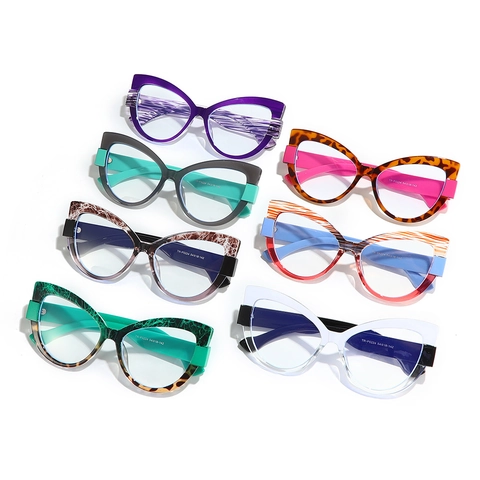 Fashionable Cat Eye Glasses Frame Anti Blue Light TR90 Full Frame Oversized Retro Y2K Style Eyewear For Women