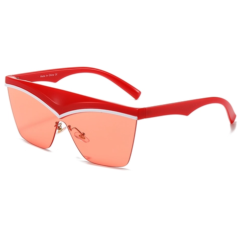 Oversized Shield Sunglasses Geometric Square Frame UV400 One Piece Lens V-Shaped Trim Fashion Eyewear For Men Women