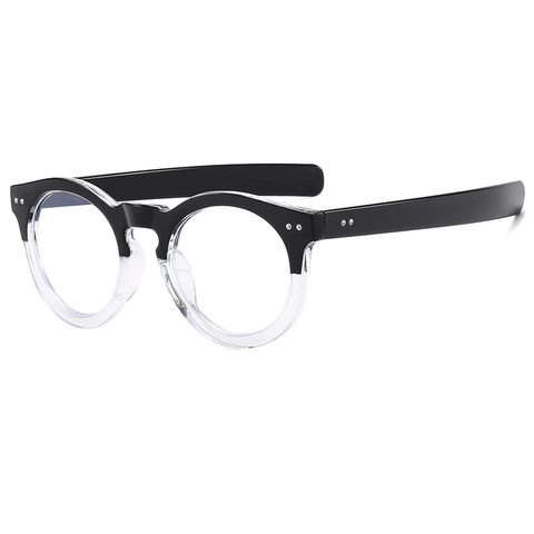 Occhiali Tondi Oversize Anti Luce Blu Montatura In PC Retro Grandi Occhiali A Cerchio Con Rivetti In Metallo Per Donne Uomini