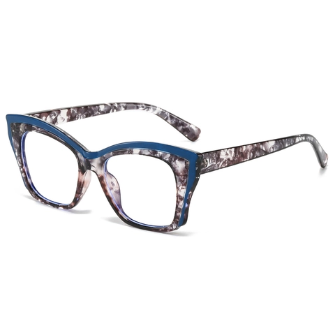 Square Cat Eye Anti Blue Light Glasses Fashion TR90 Color Blocking Frame Clear Lens Eyewear For Computer Reading Unisex