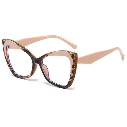 Cat Eye Blue Light Blocking Glasses TR90 Contrast Color Tortoiseshell Anti Glare Lightweight Fashion Eyewear Frames Women