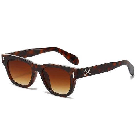 Square Sunglasses Retro Gothic Punk Style PC Frame UV400 Protection Dagger Crossbones Decorative Trendy Unisex Eyewear