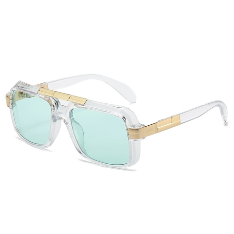 Lunettes De Soleil Carrées Surdimensionnées Rétro Mode Protection UV400 Monture PC Avec Accents Métalliques Hommes Et Femmes