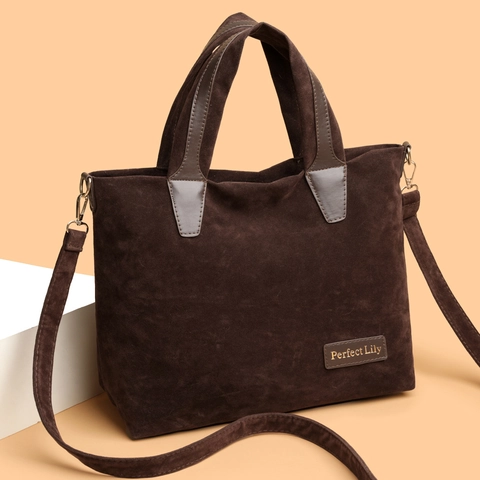 Grande Borsa Tote Da Donna In Pelle Scamosciata Vintage Minimalista Borsa A Mano Tracolla Per Uso Quotidiano
