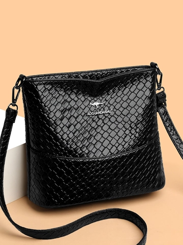 Eimer Umhängetasche Gewebtes PU Leder Retro Schultertasche Mehrere Fächer Täglicher Lässiger Stil Für Frauen