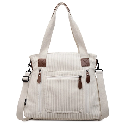 Corduroy Shopper Grote Capaciteit Schoudertas Crossbodytas Meerdere Zakken Retro Casual Dagelijks Werk School Handtas