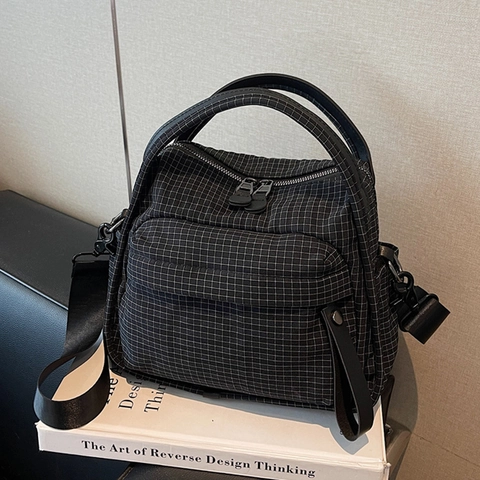 Dames Schoudertas Crossbodytas Nylon Canvas Meerdere Zakken Grote Capaciteit Brede Verstelbare Riem Japans Casual Minimalistisch