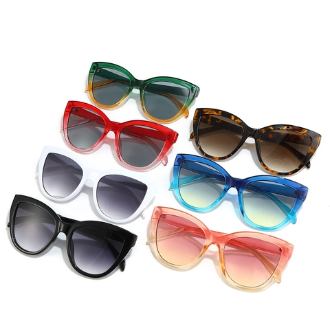 Occhiali Da Sole Occhio Di Gatto Montatura PC Lenti Sfumate Protezione UV400 Vintage Retrò Montatura Grande Moda Per Donne
