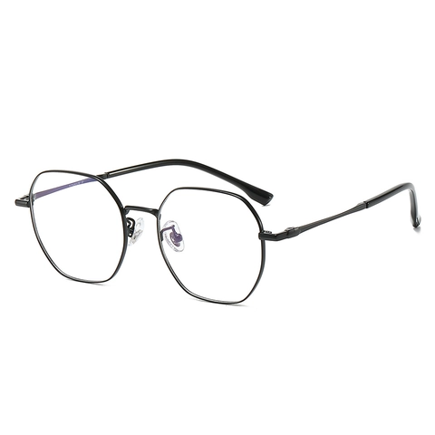 Montatura Per Occhiali Ottici In Metallo Titanio IP Poligonale Retrò Leggera Anti Luce Blu Unisex