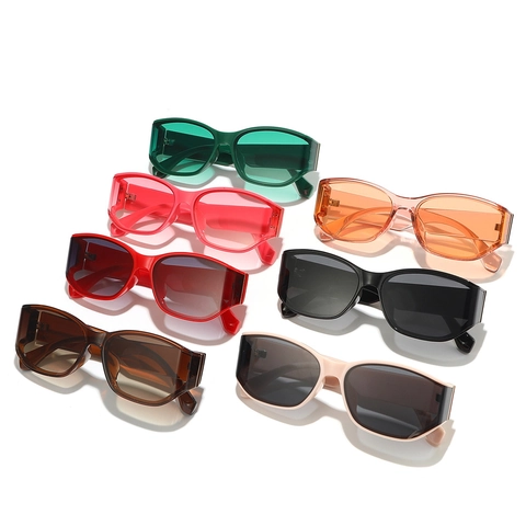 Lunettes De Soleil Carrées Protection UV400 Monture PC Large Rectangle Rétro Tendance Hip Hop Pour Femmes Hommes