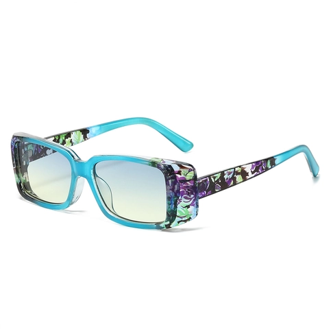 Occhiali Da Sole Rettangolari Retro Montatura Piccola Vintage UV400 PC Moda Per Donne Uomini Floreale Colore Solido Tendenza