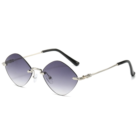 Occhiali Da Sole Senza Montura A Rombo Per Donna Protezione UV400 Montatura In Lega Di Rame Stile Gotico