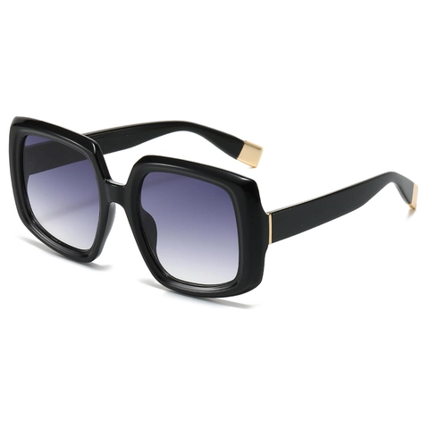 Lunettes De Soleil Carrées Surdimensionnées À La Mode UV400 Verres Dégradés Monture PC Tendance Charnières Métalliques
