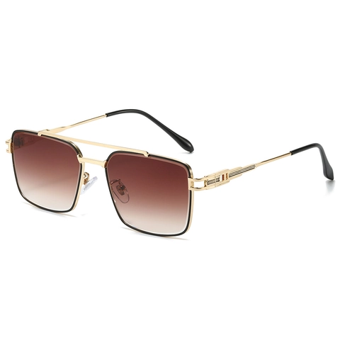 Occhiali Da Sole Quadrati Doppio Ponte Montura In Metallo Lenti Sfumate Protezione UV400 Retro Moda Per Uomo Donna