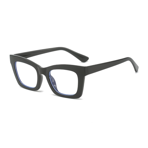 Women's Fashion Oversized Square Frame Eyeglasses Anti Blue Light Plain Mirror PC Frame AC Lens Retro Chic Clear Glasses