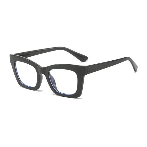 Women's Fashion Oversized Square Frame Eyeglasses Anti Blue Light Plain Mirror PC Frame AC Lens Retro Chic Clear Glasses