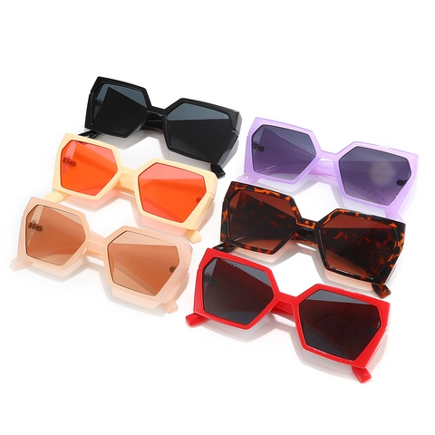 Lunettes De Soleil Hexagonales Surdimensionnées Monture PC Protection UV400 Mode Hip Hop Rétro Pour Hommes Femmes