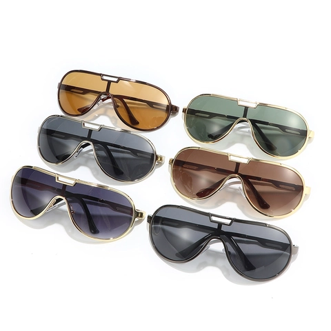 Oversized Aviator Zonnebril Metalen Frame UV400 Shield Lens Vintage Holle Veer Modieuze Bril Voor Dames Heren