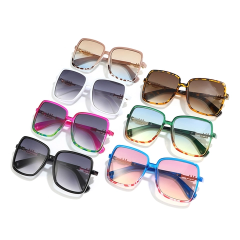 Fashion Oversized Square Sunglasses UV400 Protection PC Metal Frame Gradient Lens Trendy Eyewear For Women Men Outdoor