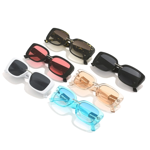 Vintage Square Sunglasses UV400 Protection PC Frame Metal Razor Blade Decor Punk Rock Eyewear For Men Women Streetwear