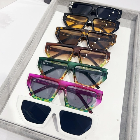 Lunettes De Soleil Rectangulaires Géométriques Monture PC Protection UV400 Rétro Tendance Style INS Femmes Streetwear