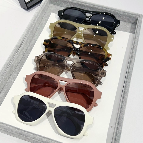 Occhiali Da Sole Aviator Retrò Per Donna Uomo Montatura In PC Lente AC Protezione UV400 Montatura Grande Street Style