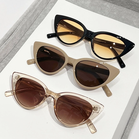 Occhiali Da Sole Cat Eye Montatura Plastica Lente AC Protezione UV400 Retrò Cornice Grande Moda Donne Viaggio Accessorio