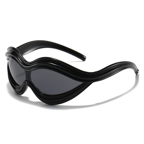 Occhiali Da Sole Y2K Montatura Ondulata Irregolare UV400 PC Integrata Montatura Grande Avanguardia Per Festa Unisex