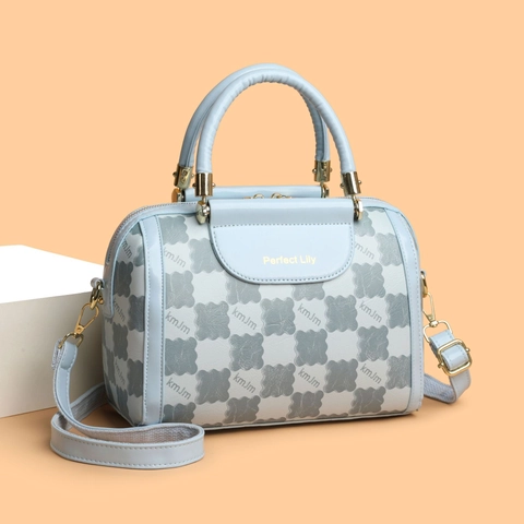 Borsa Boston Da Donna Pelle PU Grande Capacità Motivo Orso A Scacchi Borsa A Mano Tracolla Versatile Per Tutti I Giorni