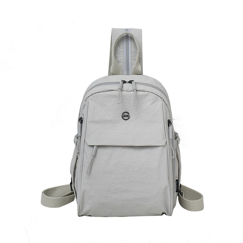 Minimalist Women Backpack Lightweight Waterproof Nylon Multi-Pocket Casual Travel Daypack Solid Color Fashion