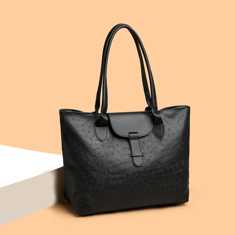 Grande Borsa Tote Donna Motivo Struzzo Pelle PU Metallizzata Borsa A Spalla Chic Versatile Pendolare