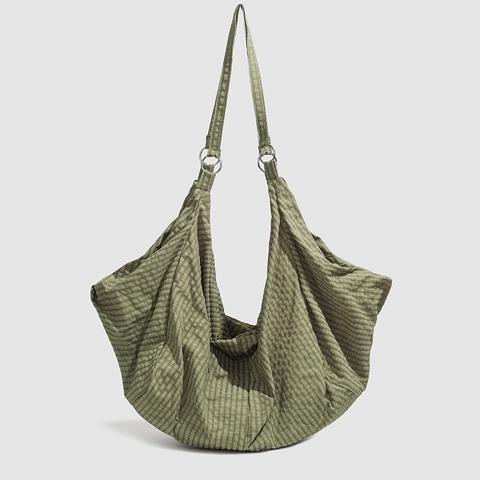 Borsa A Tracolla Hobo Da Donna Grande Capacità Impermeabile Tessuto Oxford Quadri Texturizzati Casual Quotidiano Minimalista Leggero