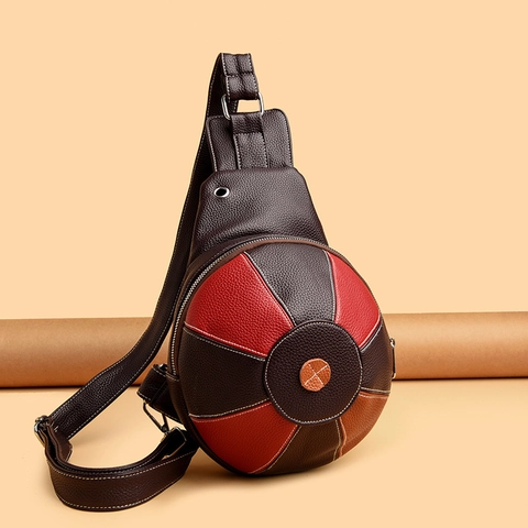Borsa Da Petto A Forma Di Basket Pelle PU Trama Litchi Patchwork Moda Sportiva Tracolla Per Donna