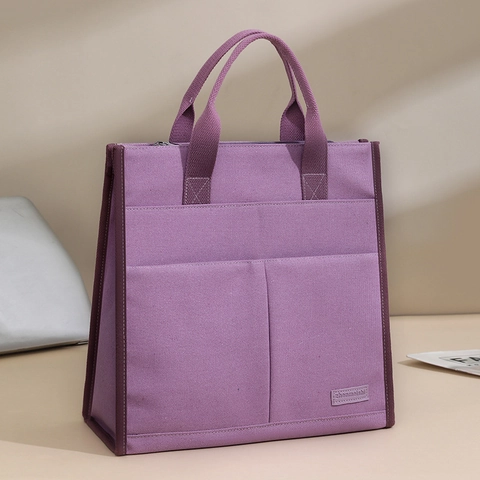 Borsa Tote Tela Grande Capacita Multi Tasche Laptop Ufficio Pendolare Semplice Casual Per Donne